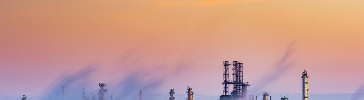 Sunset of refinery complex